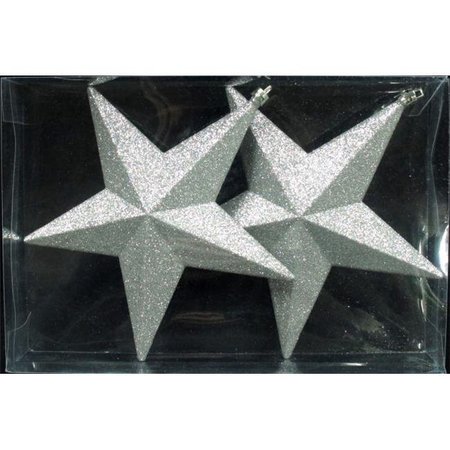 QUEENS OF CHRISTMAS Queens of Christmas WL-STAR-7.5-SV 7.8 in. Five Point Star Silver Glitter Ornaments WL-STAR-7.5-SV